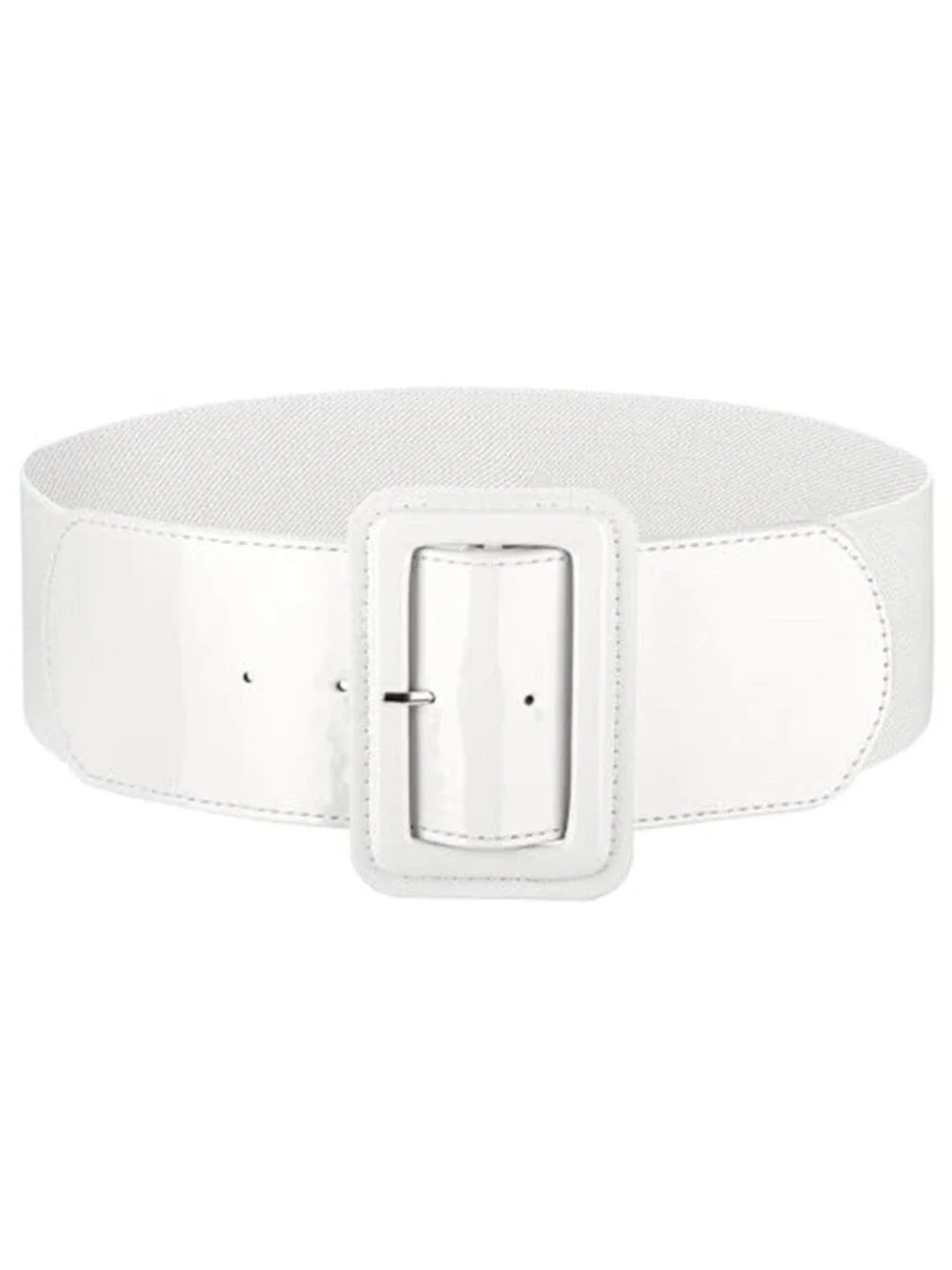 Women Wide Stretchy White Belt Vintage Style Elastic Waist Belt for Dresses